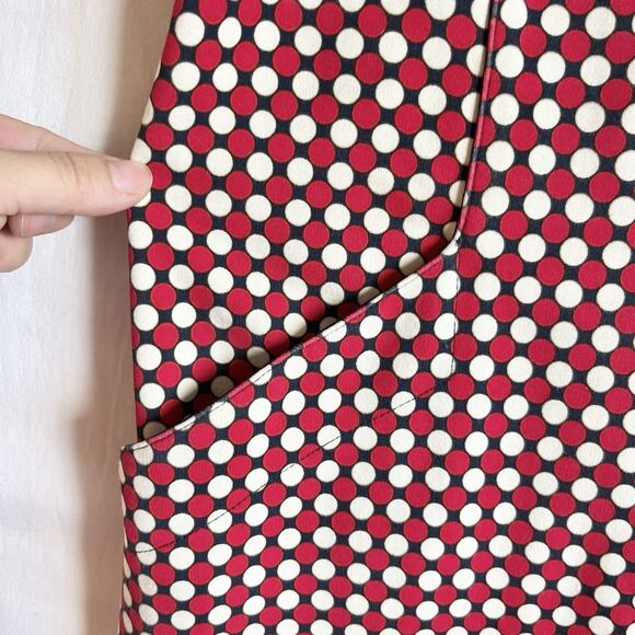 Lands End Dress Womens Sz 16 Red Ponte Polka Dot Sheath Sleeveless Stretch - Picture 5 of 10